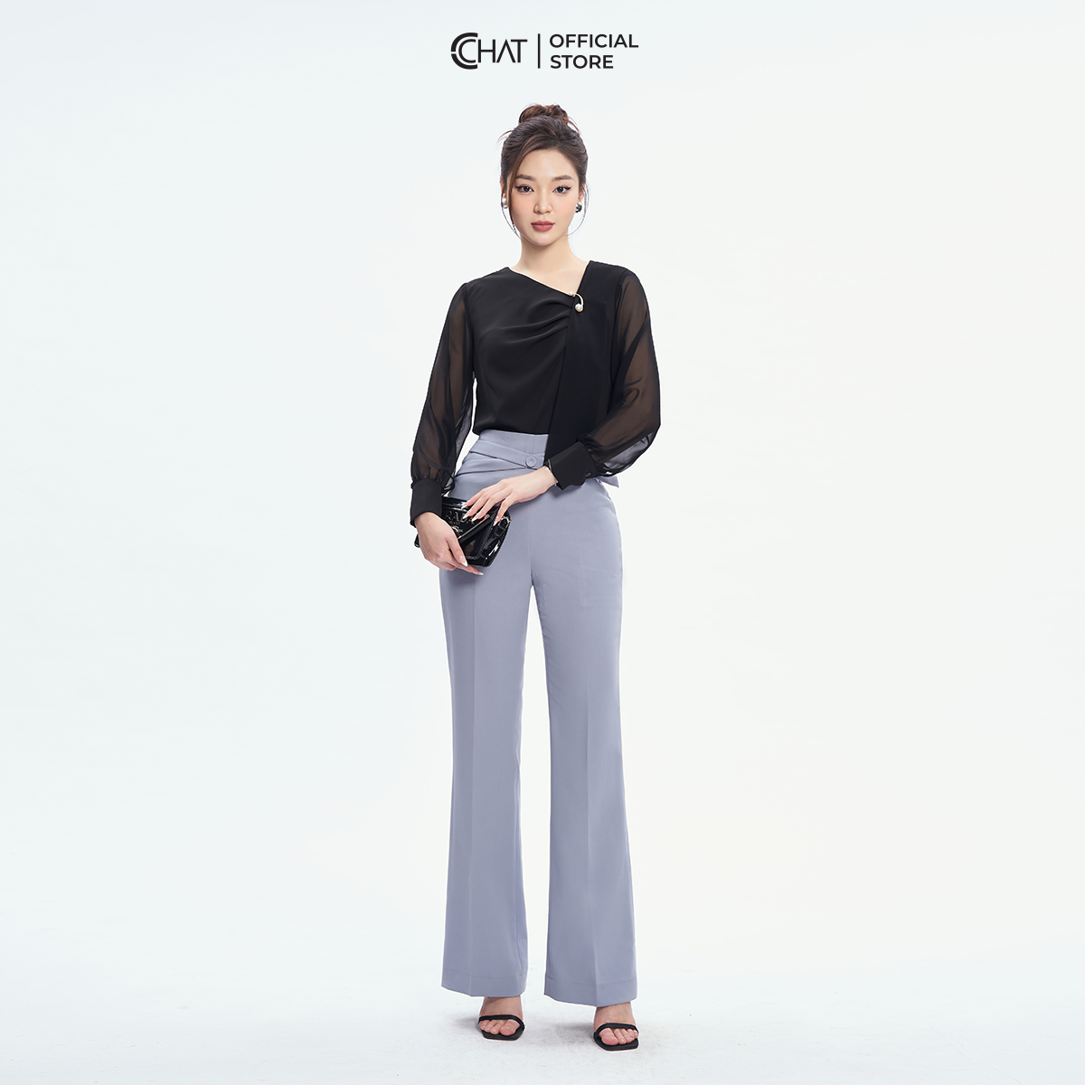Quần Ống Rộng  Hai Đai Chéo Chất Liệu Tuytsi Cao Cấp 13QDS2012ET