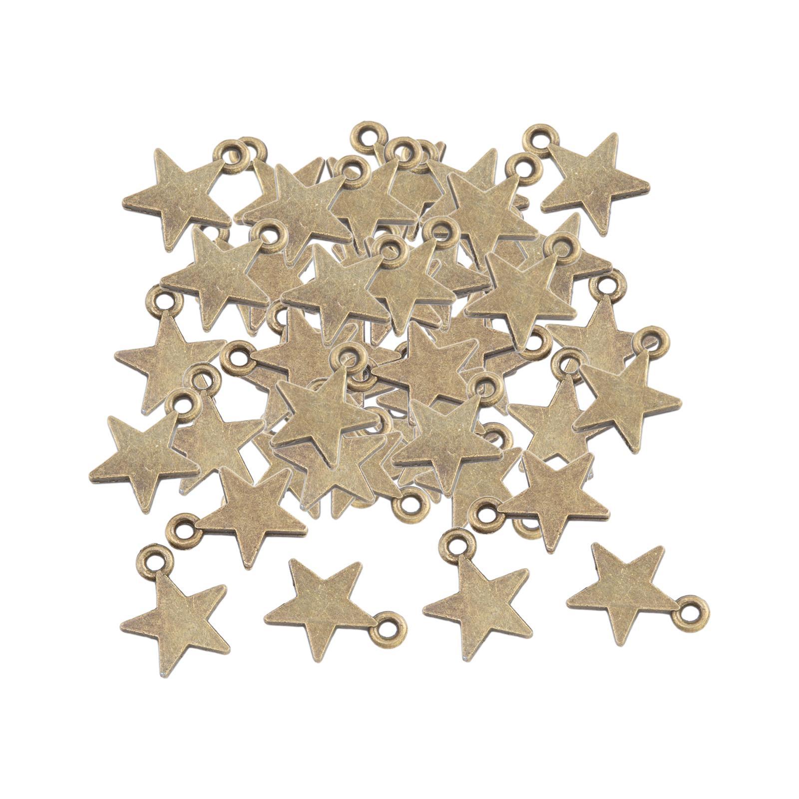 50x Five Pointed Star Charms Decorative Jewelry Making for DIY Crafting Hats