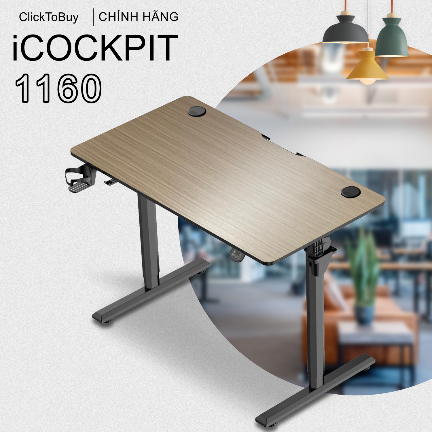 Bàn nâng hạ chiều cao 4 chân iCockpit 1880. Bàn tăng giảm 4 chân đầu tiên trên thị trường