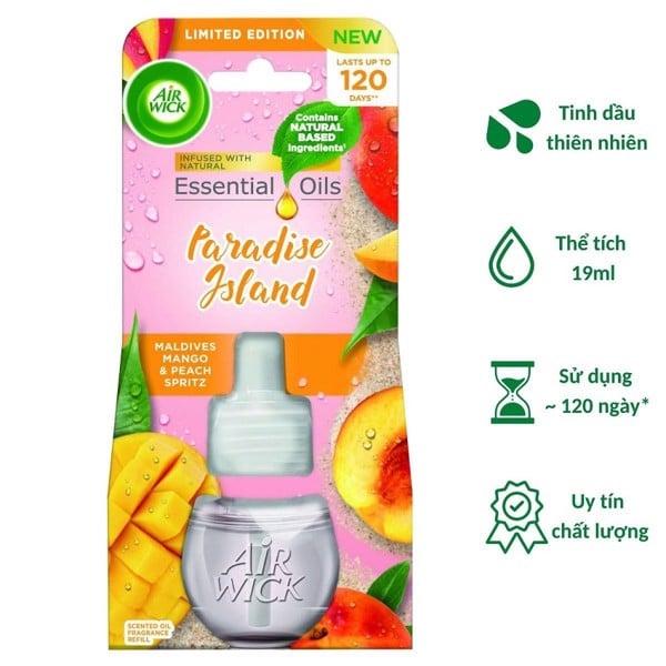 Chai tinh dầu cắm điện Air Wick Refill AWK2458 Maldives Mango &amp; Peach Spritz 19ml (Hương xoài Maldives, gió biển)