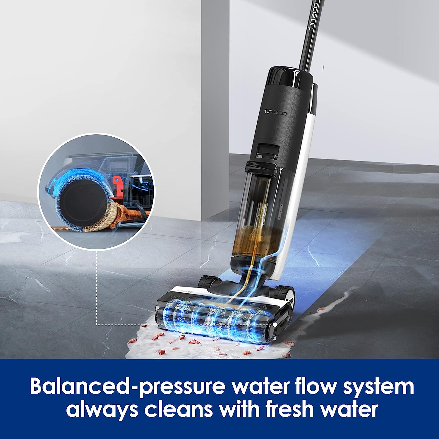 Máy Hút Bụi Lau Sàn Khô Uớt TINECO Floor One S7 PRO Bản Quôc Tế Tự Giặt Giẻ, Diệt Khuẩn, Sấy Khô Tự Động Thương Hiệu Mỹ Lực Hút 15,000 Pa, Công Suất 220 W - Hàng Nhập Khẩu