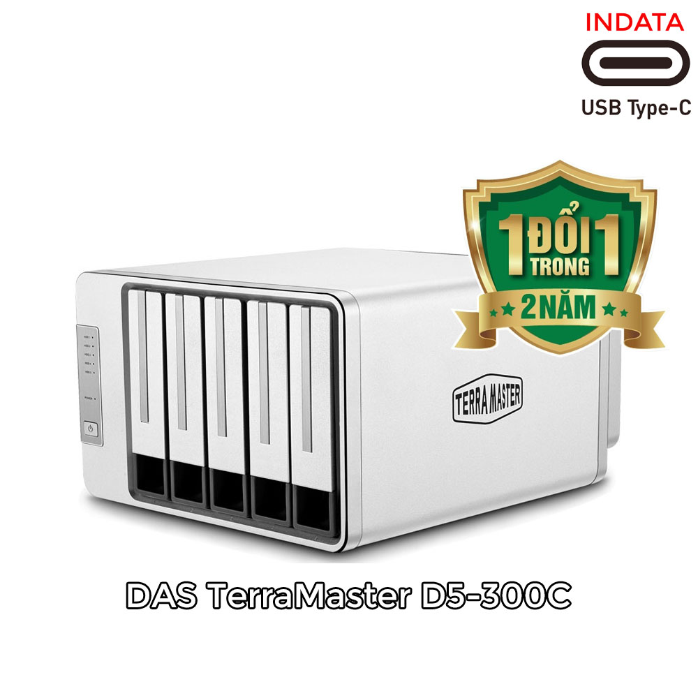 Bộ lưu trữ dữ liệu DAS TerraMaster D5-300C RAID 2+3, USB Type-C, 5 khay ổ cứng RAID 0,1,JBOD,Single, tốc độ 410MB/s - Hàng chính hãng