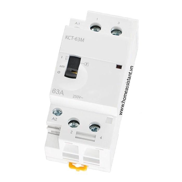 Khởi Động Từ 1 Pha 2P 63A Hỗ Trợ Công Tắc Tay KCT-63M