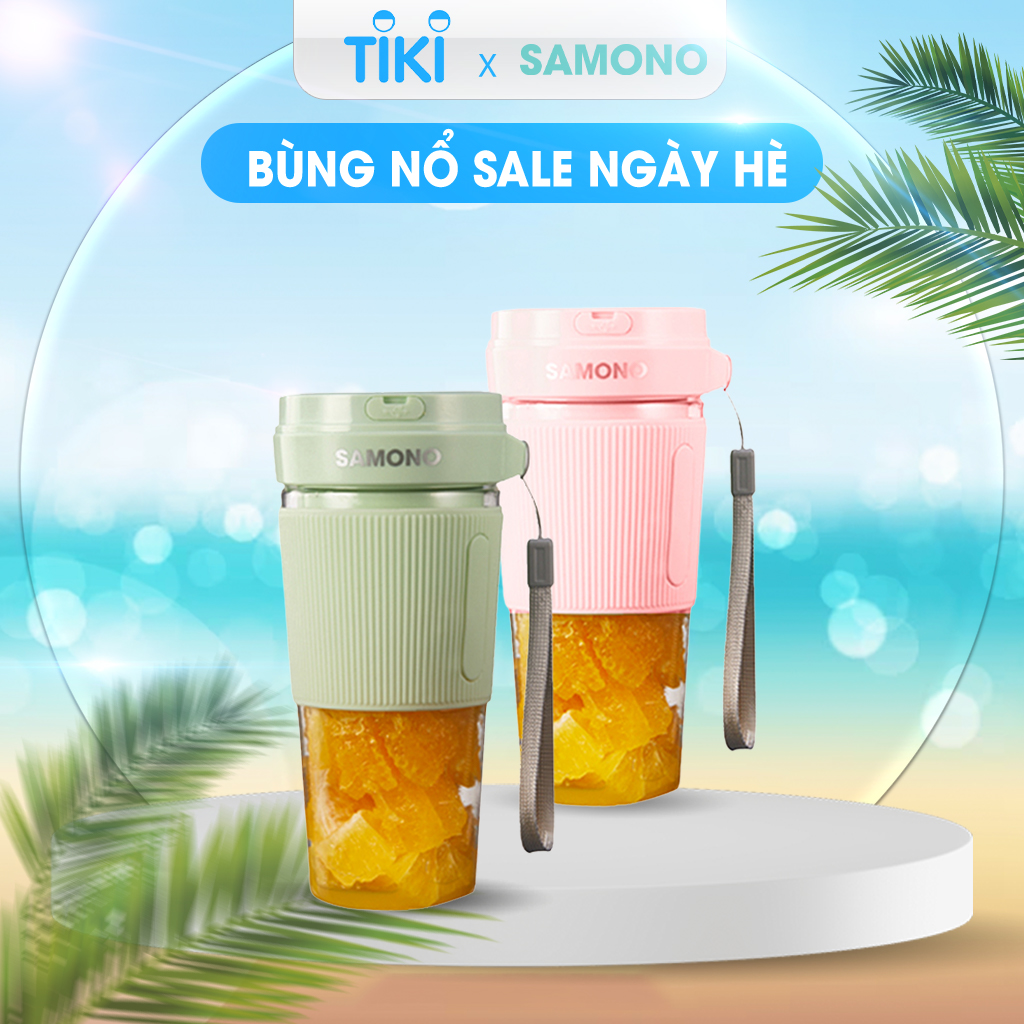 Máy xay sinh tố cầm tay SAMONO SW-Y9 dung tích 350ml thiết kế nhỏ gọn màu sắc trẻ trung pin bền bỉ 6 lưỡi dao - Hàng chính hãng