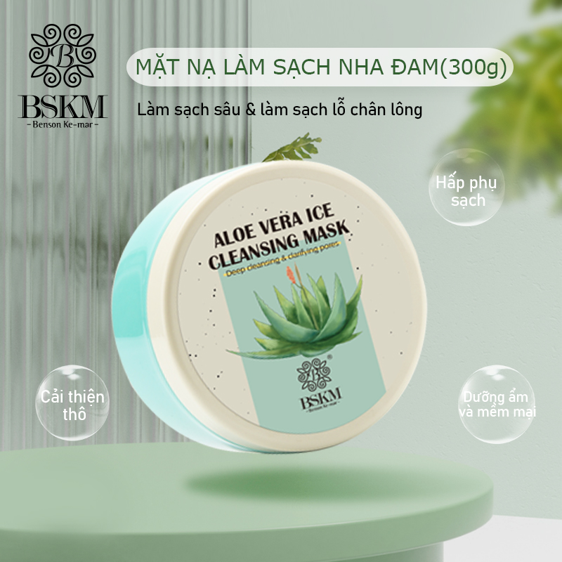 Mặt nạ làm sạch lô hội BSKM 300g dưỡng ẩm kiểm soát dầu làm trắng thành phần hữu cơ tự nhiên thu nhỏ lỗ chân lông