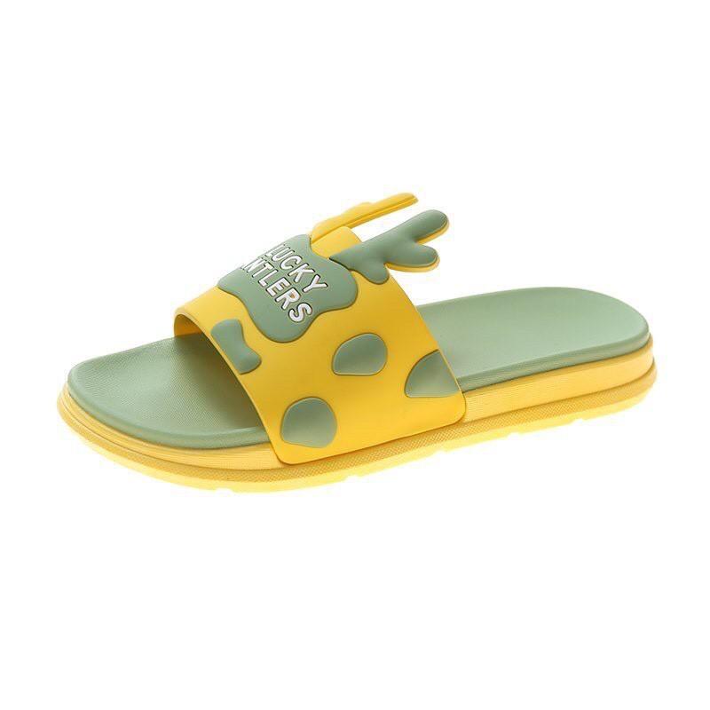 Dép đi trong nhà, quai ngang Unisex họa tiết Xừng hươu Lucky siêu Kute - Thời Trang PKT