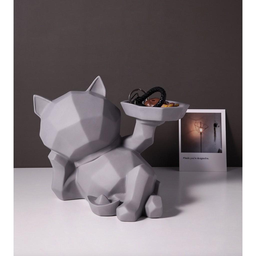 TƯỢNG GẤU GREY GARFIELD TRANG TRÍ NHÀ CỬA ĐỂ BÀN ĐẸP MẮT