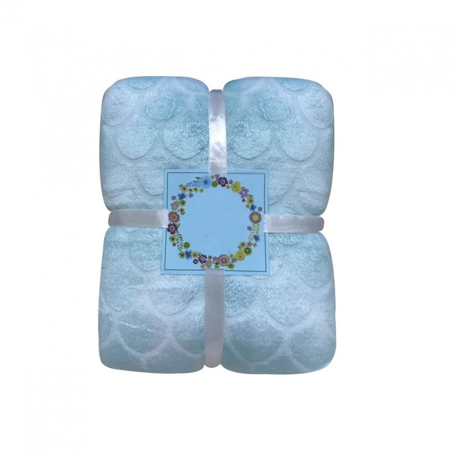 Chăn  Lông Cừu Cao Cấp  - họa tiết vảy cá xanh