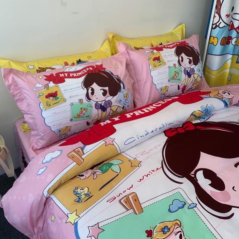 Bộ Chăn Ga Gối Cotton Disney 100%cotton Hàng Nhập Khẩu Cao Cấp 4 Món Công Chúa Bạch Tuyết