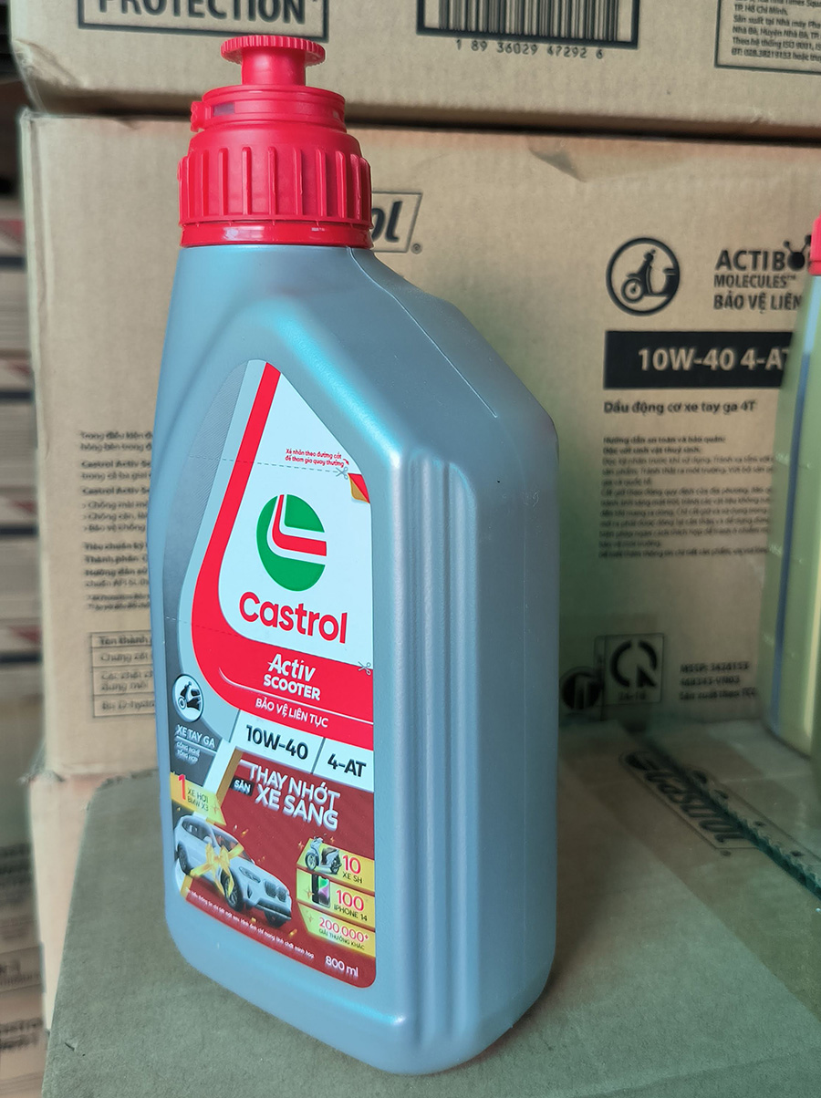 Dầu nhớt cho xe tay ga Castrol Activ Scooter, SAE 10W-40, 0.8L