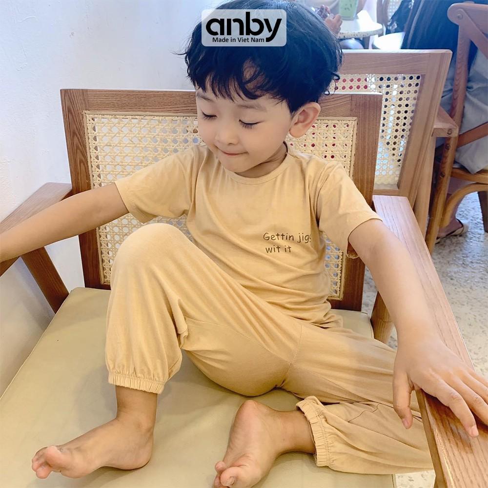 Quần áo trẻ em ANBY bộ đồ cho bé tuổi từ 1 đến 8 tuổi cộc tay quần dài bo gấu cotton thun lạnh