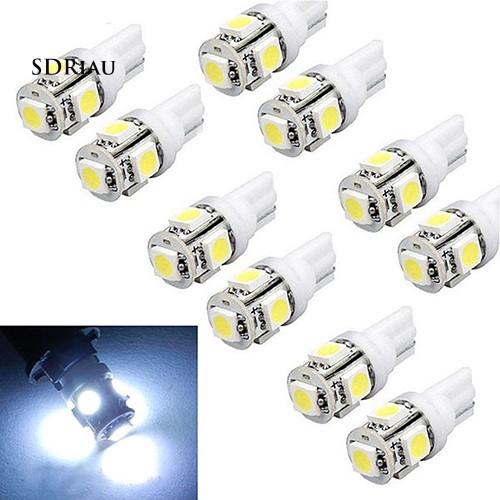 Bộ 10 bóng đèn Xenon T10 W5W 2825 5 SMD 5050 cho xe hơi