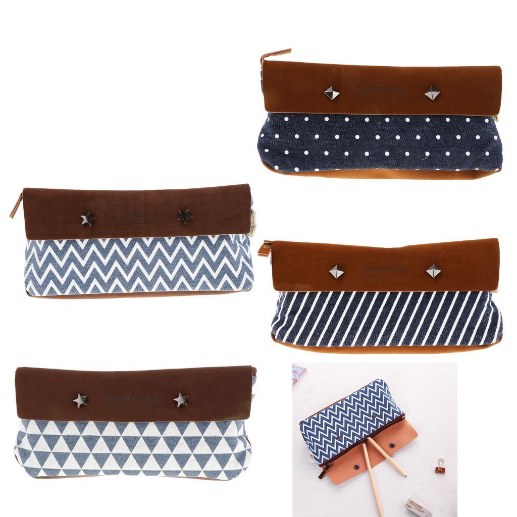 Canvas Large Capacity Pencil Pen Case Student Office School Stationery Case Large Storage Bag Pouch Holder Make Up Organizer Pouch Zipper Bag