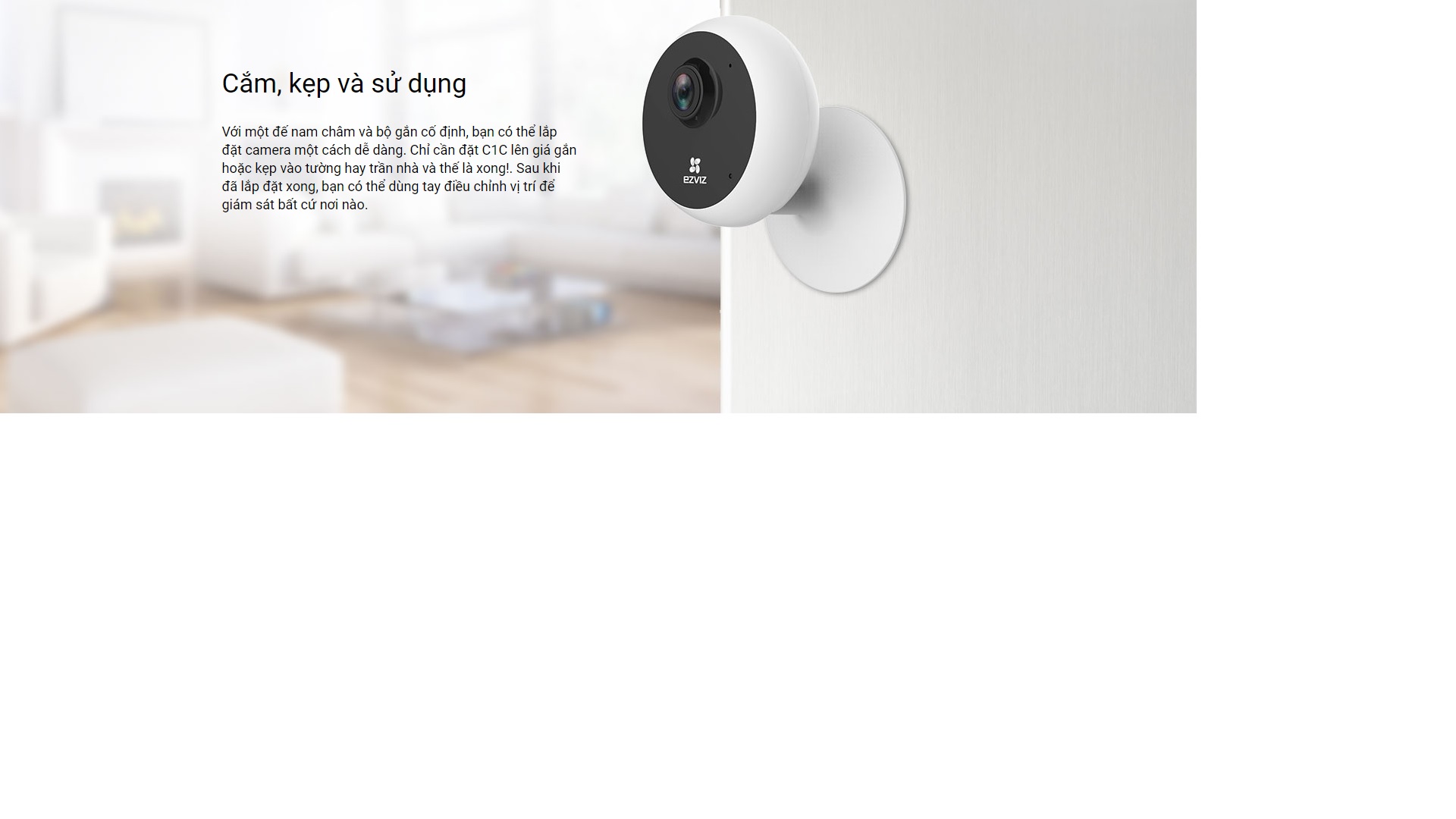 Camera Wi-Fi trong nhà chuẩn HD  2MP EZVIZ C1C,hàng chính hãng