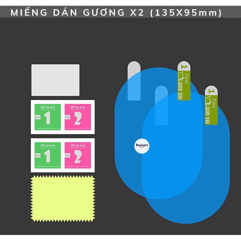 Combo 2 miếng dán chống bám nước gương ô tô , xe hơi cao cấp hình ovan bảo vệ gương chiếu hậu không bị trầy xước