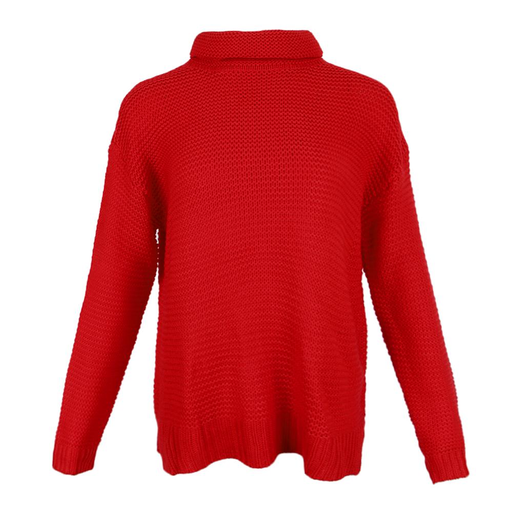 Women's Casual High Turtleneck Chunky Knit Sweater Oversized Pullover