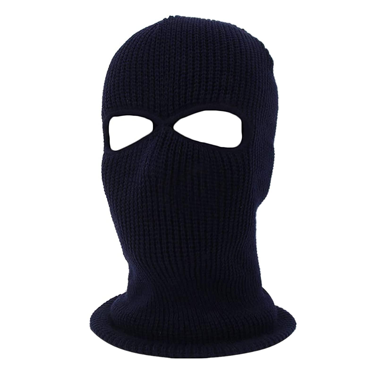 Mặt nạ đan 3 lỗ mùa đông, thể thao ngoài trời đầy đủ mặt nạ trượt tuyết ấm áp balaclava cho người lớn (đen)