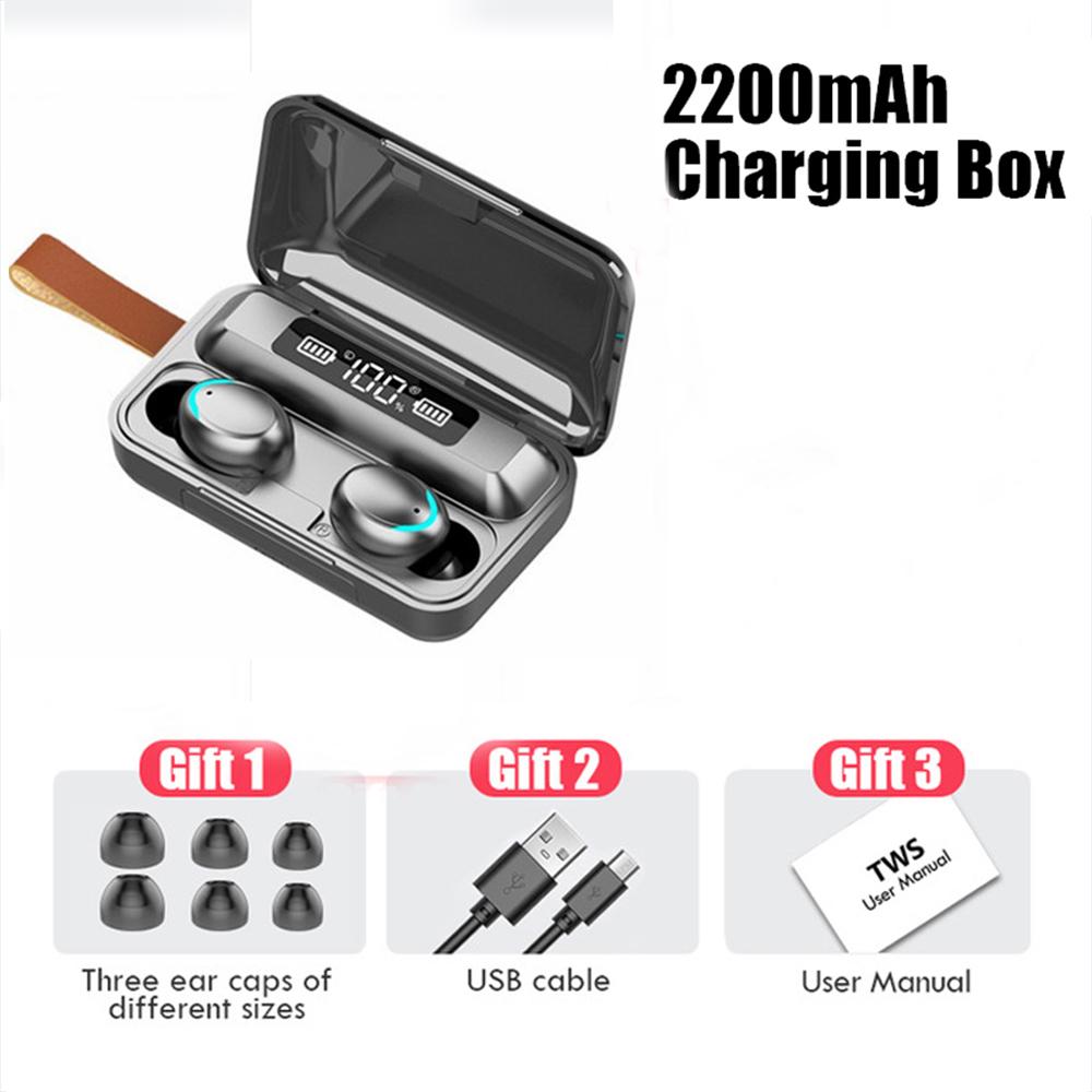 TWS F9 Tai Nghe Chụp Tai V5.0 Stereo Tai Nghe Không Dây Thể Thao Bluetooth Chống Nước-Tai Nghe Dùng Mini Điều Khiển Cảm Ứng Loại Bỏ Tiếng Ồn