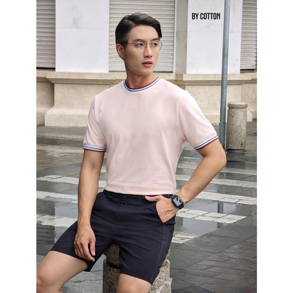 Áo Thun Ngắn Tay Cổ Tròn Hồng Nhạt Chất Pique BY COTTON Tee Pique Light Pink