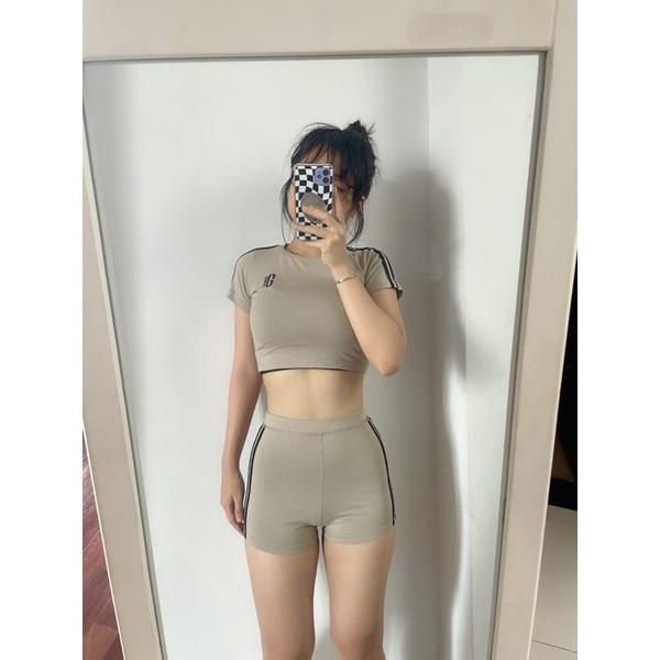 Áo croptop thể thao GB cộc tay ngắn cao cấp nữ tập gym, yoga, đi chơi cực xinh