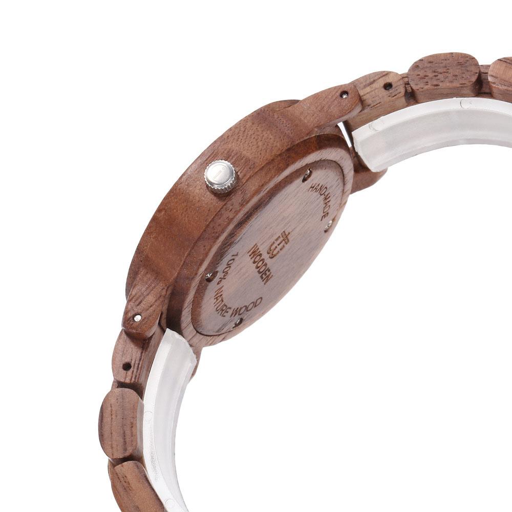 Đồng hồ nam bằng gỗ IWOODEN tương tự Thạch anh siêu nhẹ