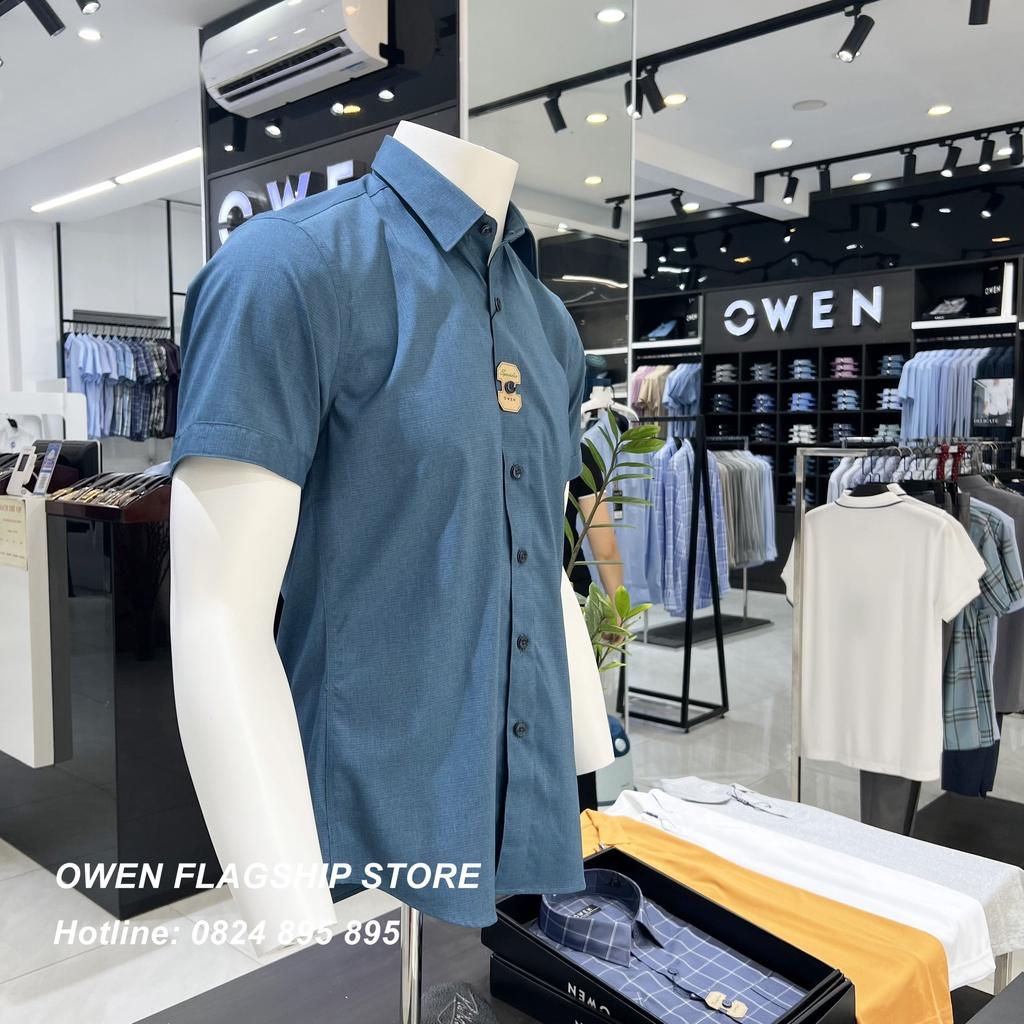 Áo Sơ mi Owen nam ngắn tay dáng Slimfit sợi Bamboo cao cấp mềm mịn mát AS230187N