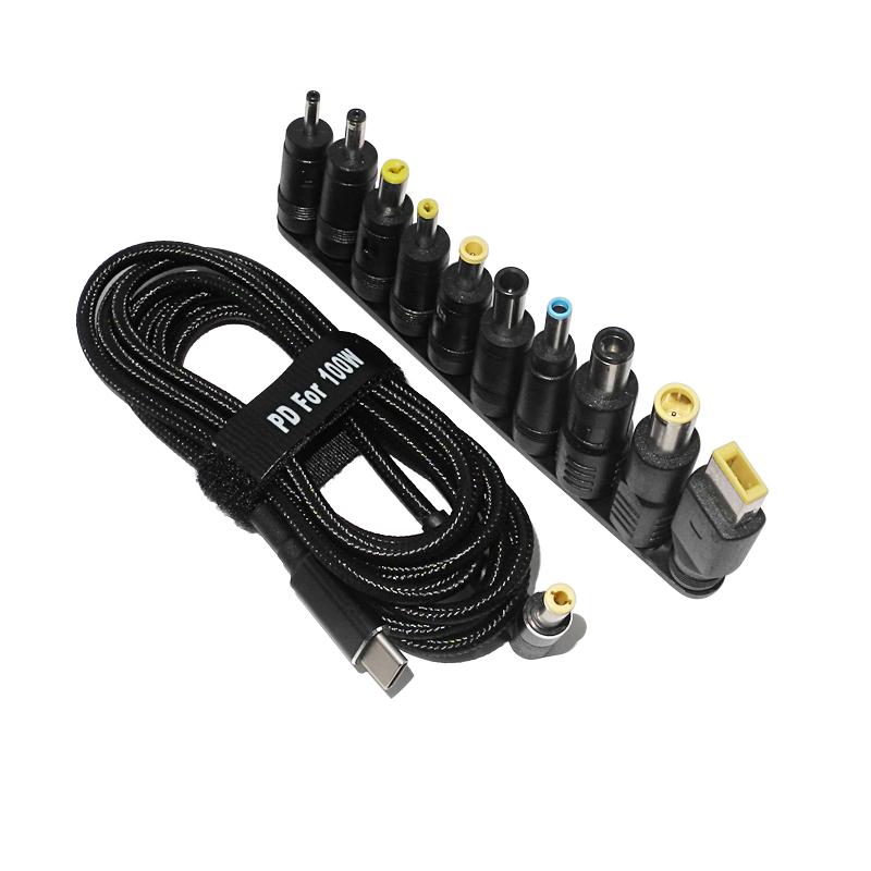 100W Loại C Dc Bộ Chuyển Đổi Nguồn Jack Kết Nối USB Loại C Sang Cáp Sạc Nhanh Đa Năng Dây Lenovo Asus Hp Acer Laptop