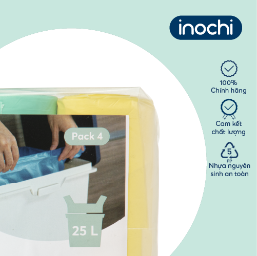 Lô túi rác màu tiện dụng Inochi - Soji 4 x 25L có quai cầm