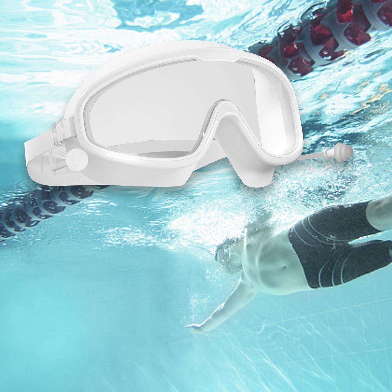 Swimming Goggles Swim Glasses Large Frame Diving Glasses with Earplugs