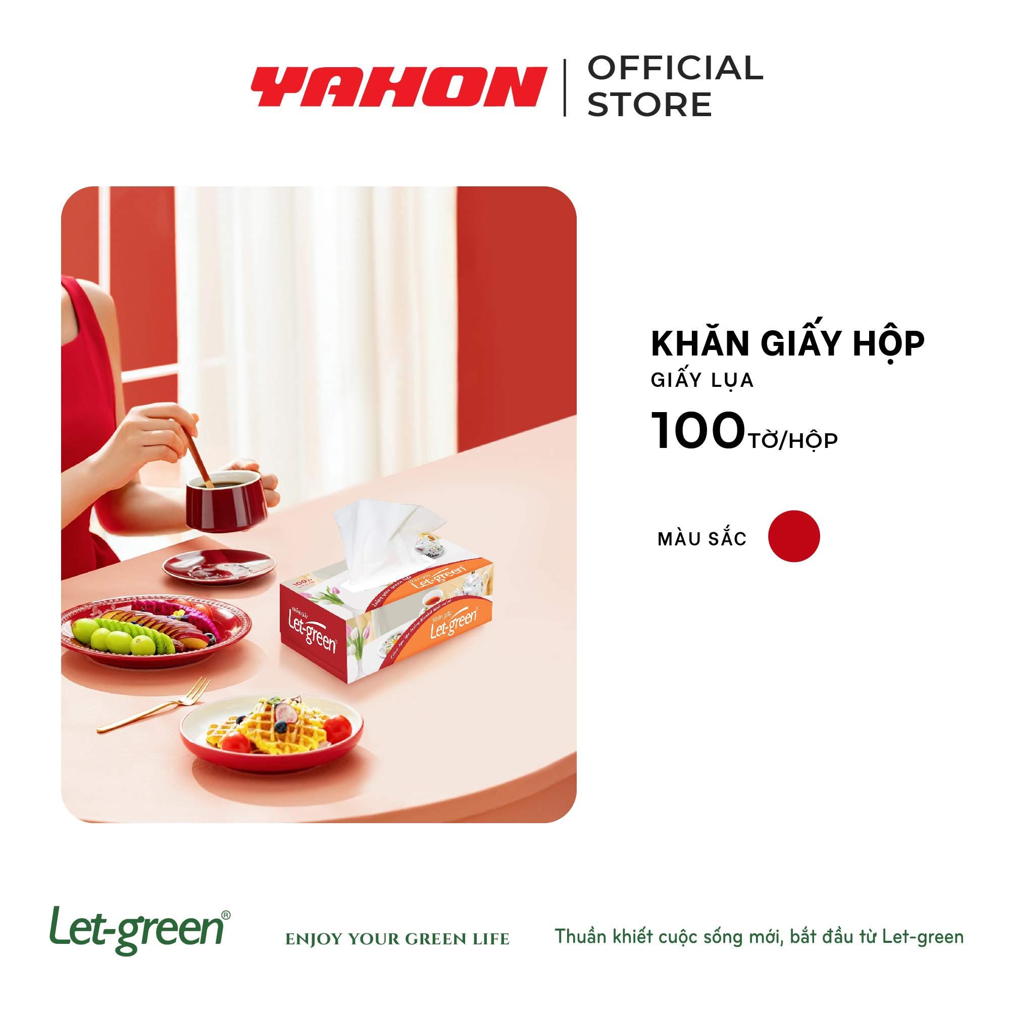 Combo 2 Khăn Giấy Lụa LET-GREEN 100 Tờ/Hộp Màu Ngẫu Nhiên