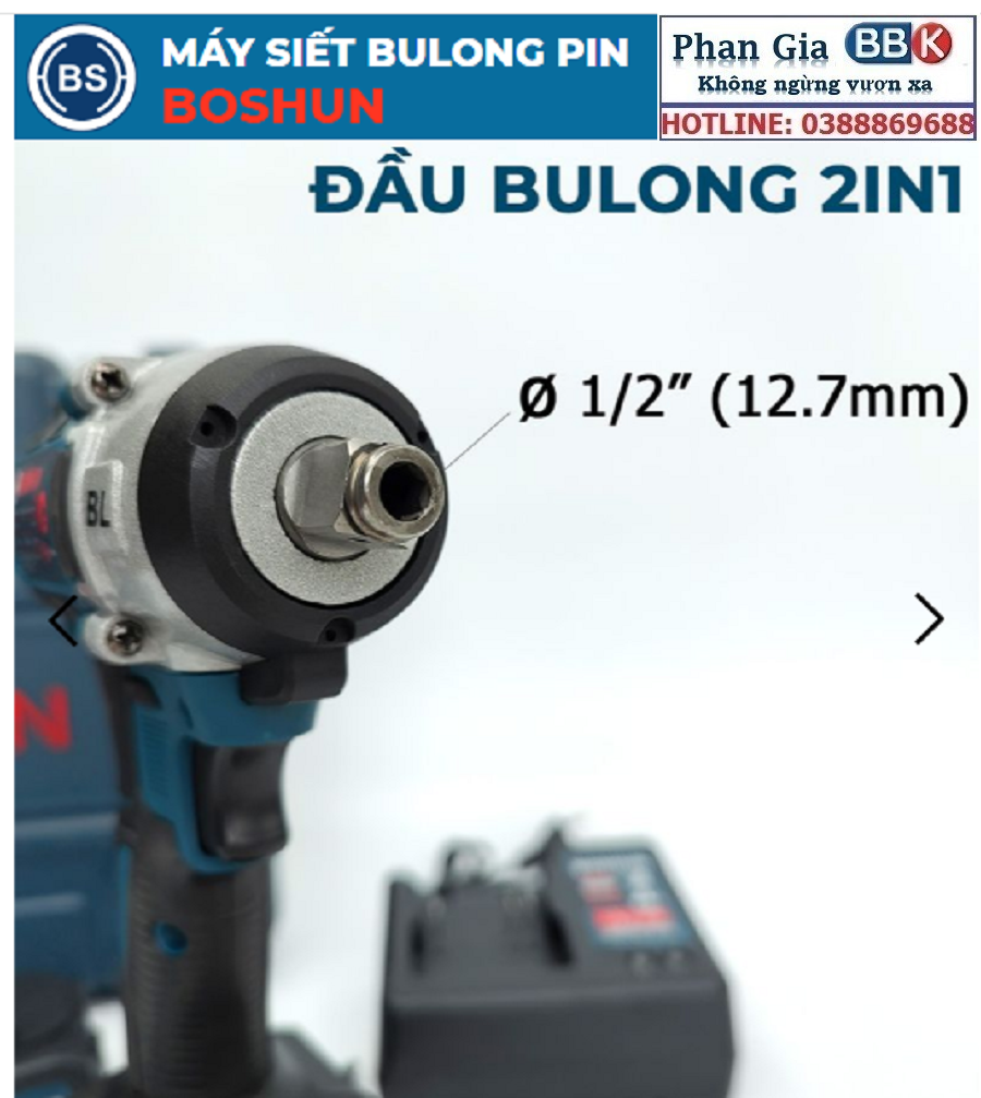 Máy Siết Bulong BOSHUN 21V Dùng Pin 10 CELL - 3 Chức Năng, Máy Bắn Bulong 100% Lõi Đồng Không Chổi Than - Bảo Hành 12 Tháng