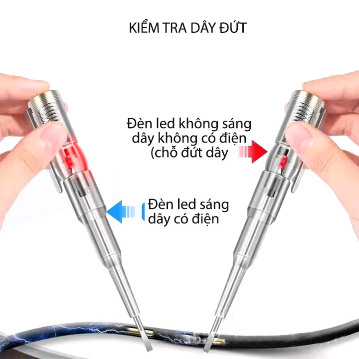 Bút thử điện thông minh thế hệ mới, loại 1 đèn led màu đỏ, kiểm tra dây điện đứt ngầm, đo thông mạch