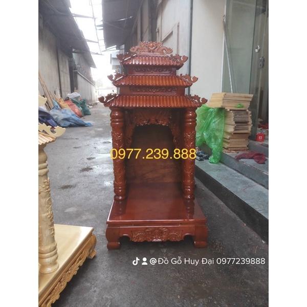 Bàn thờ thần tài mái thái gỗ pơmu 61cm cánh gián