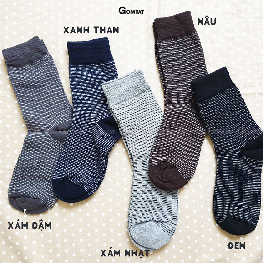 Tất Giày Tây Nam Cổ Cao GOMTAT Chất Liệu Cotton Cao Cấp Êm Chân Thoáng Khí - TATGIAYTAY01-1DOI