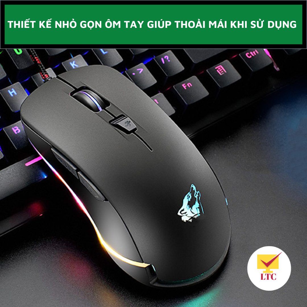 Chuột máy tính gaming led đổi màu nhiều chế độ V6, mouse chơi game tương thích laptop, pc cổng kết nối USB - Hàng Chính Hãng