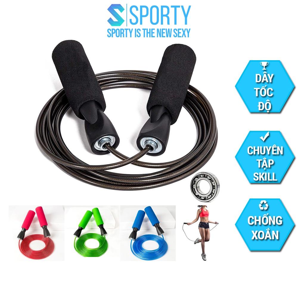 Dây nhảy thể thao SPORTY TS1 lõi dây PVC 6mm, tay nắm bọt xốp thoáng khí dây nhảy thể lực, tập Gym, boxing