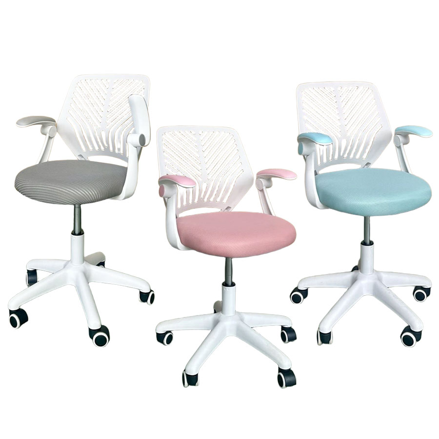 Ghế xoay học sinh màu hồng cho bé gái CE1037-2M Nội thất Capta Ghế học bài khung nhựa trắng tay gấp gọn lưng lưới nệm vải nâng hạ chiều cao hcm