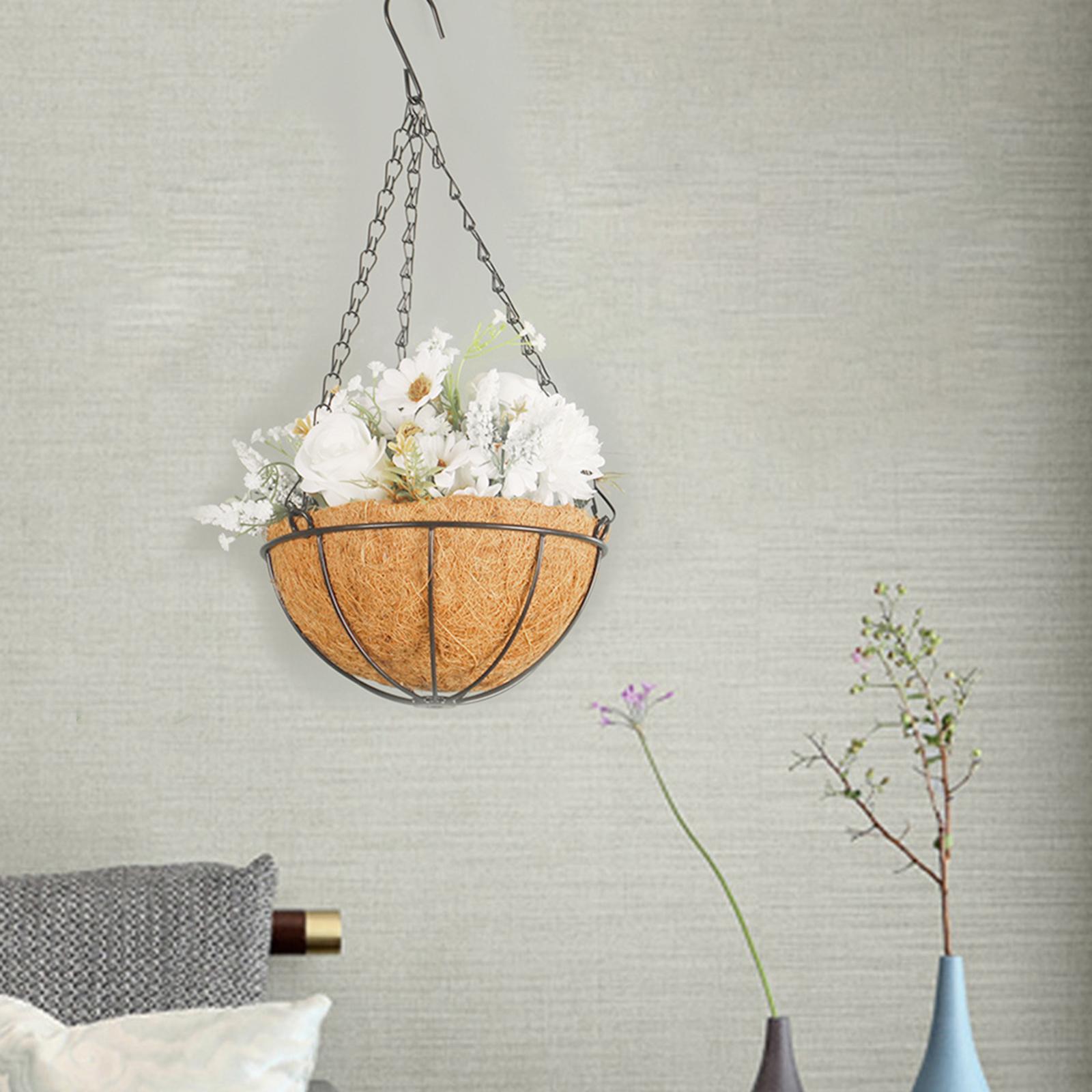 Flower Basket Wreath Spring Wreath Artificial Flower Arrangement Door Hanger Basket Wreath Farmhouse Wreath for Wedding Porch Outside Party