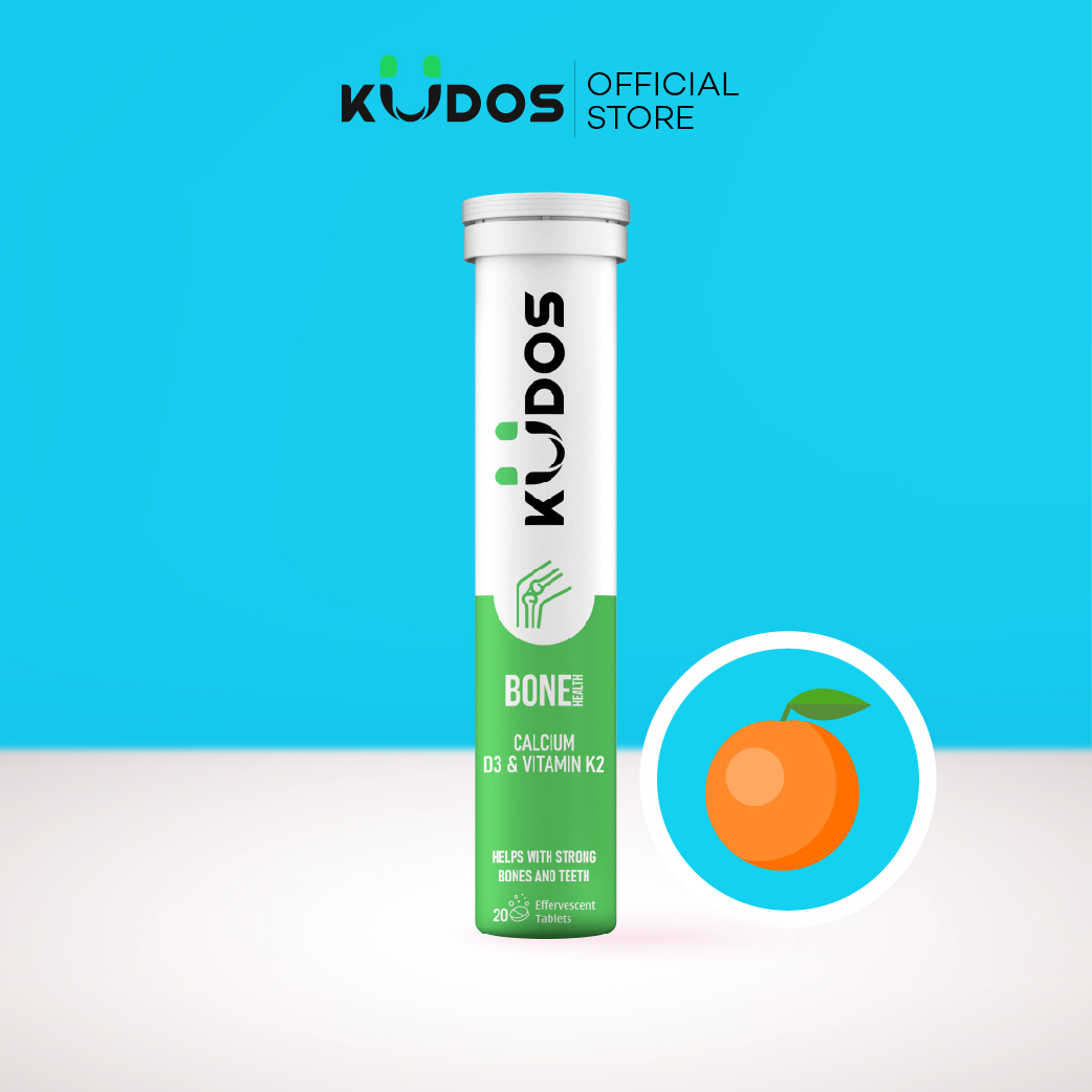 Viên sủi KUDOS BONE - Thực phẩm bảo vệ sức khỏe KUDOS BONE HEALTH CALCIUM, D3 & VITAMIN K2 (20 viên/ tuýp).
