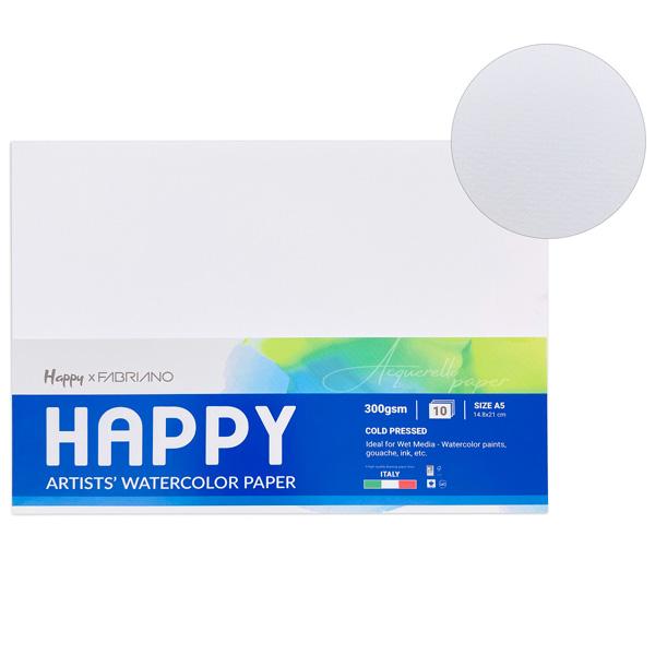 Giấy Happy Watercolor A5 - 20 Trang 300gsm - Happy x Fabriano HA300A5