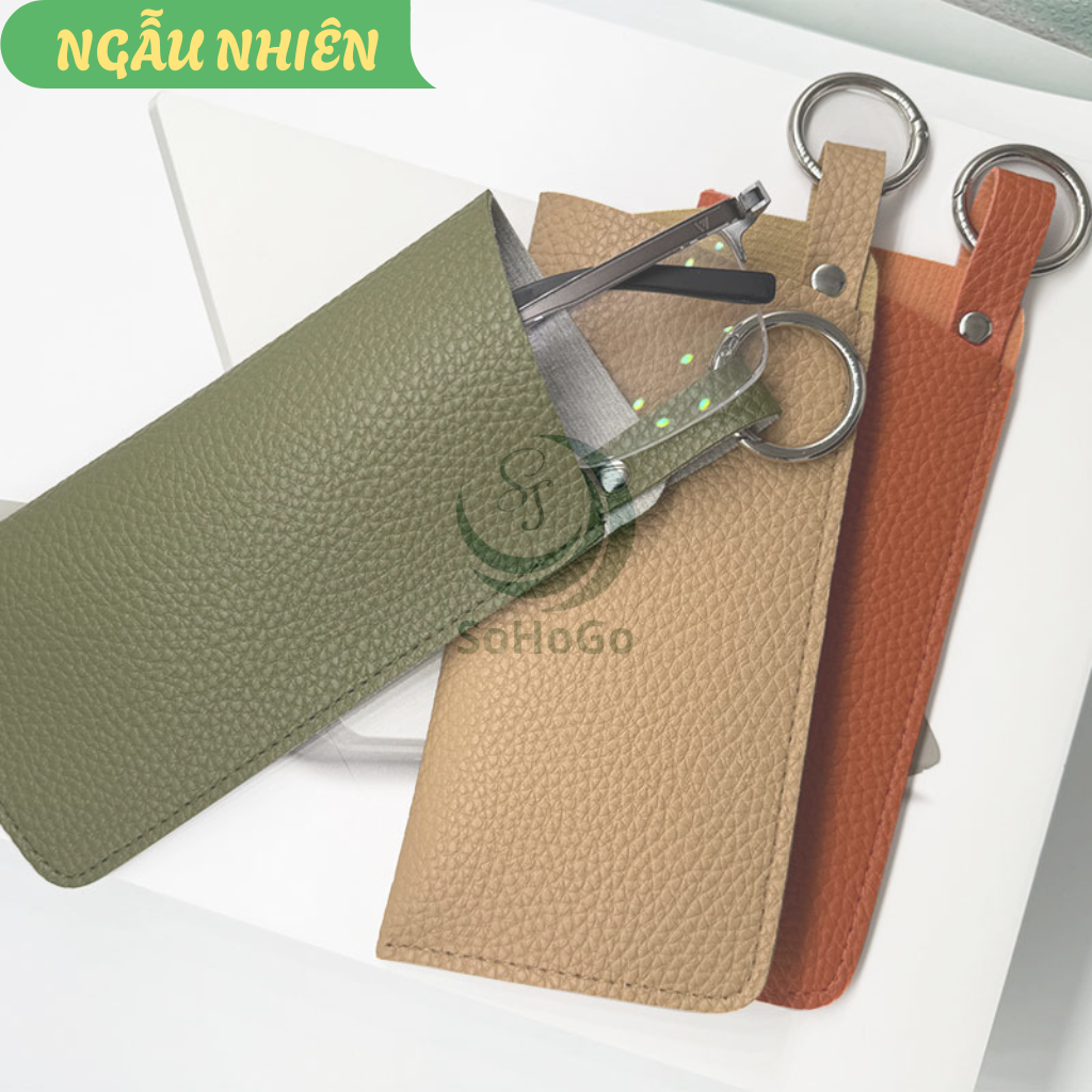 Túi Đựng Kính Da Cao Cấp Kiêm Móc Khóa -Bao Kính Mini Da PU Kèm Vòng Treo -Ví Đựng Kính Thời Trang Mini Đa Năng