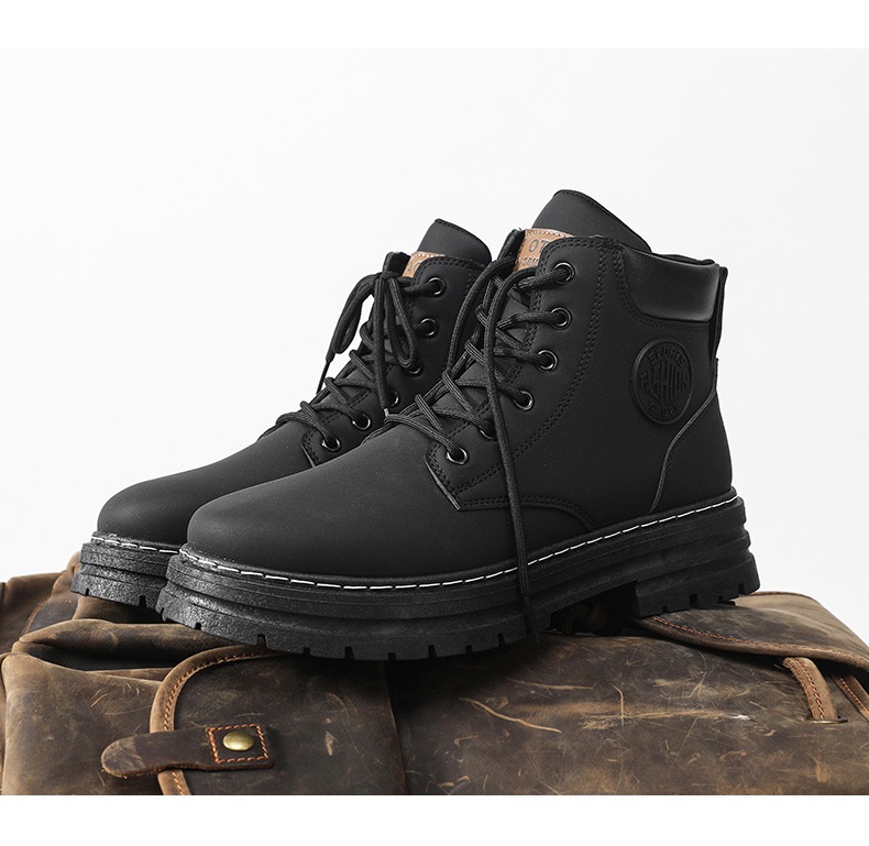 Giày Boots Nam Cổ Cao Giả Da Lộn BCC001 Đen