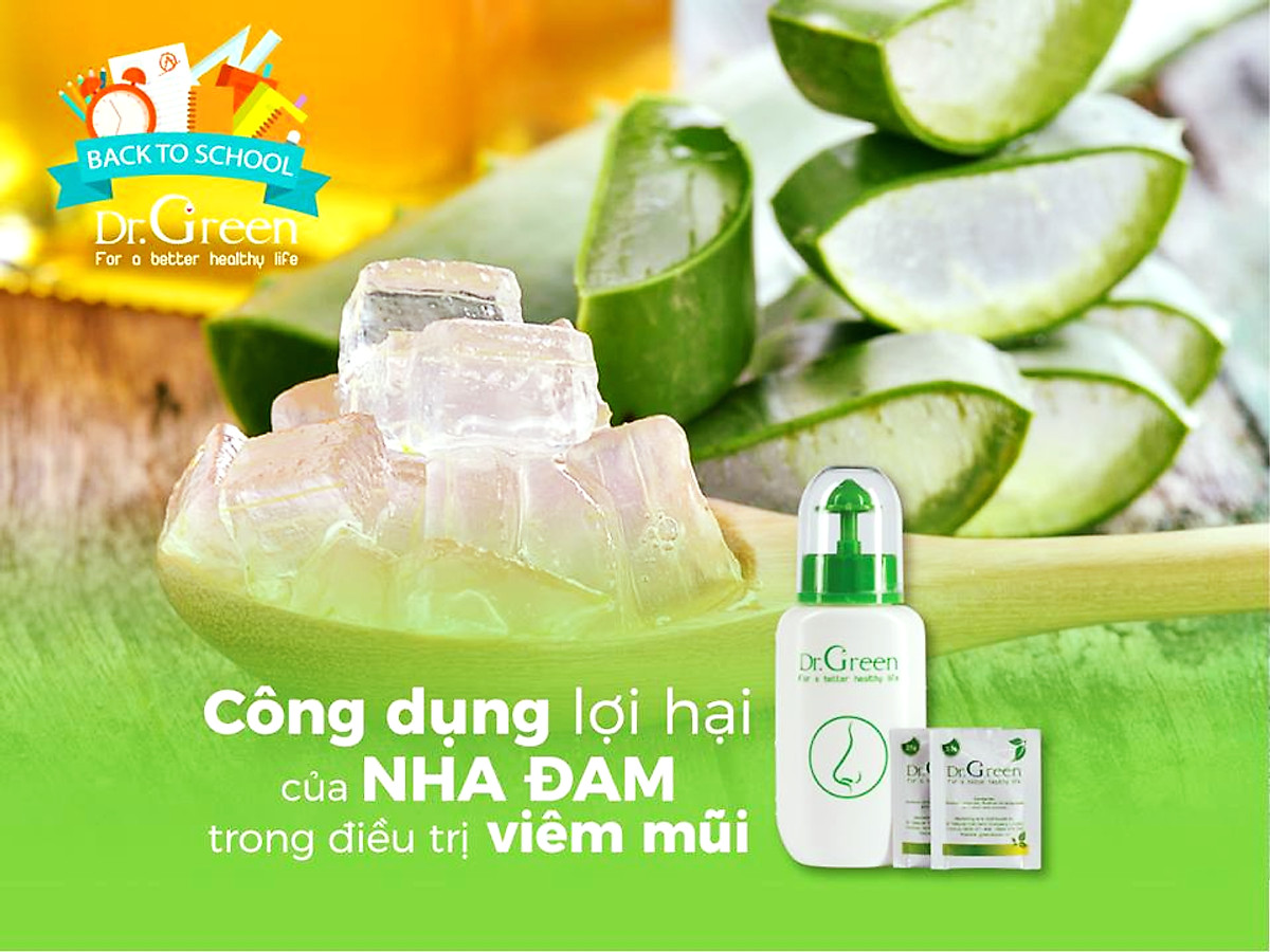 Combo Bình rửa mũi Dr.green + 40 gói muối nha đam