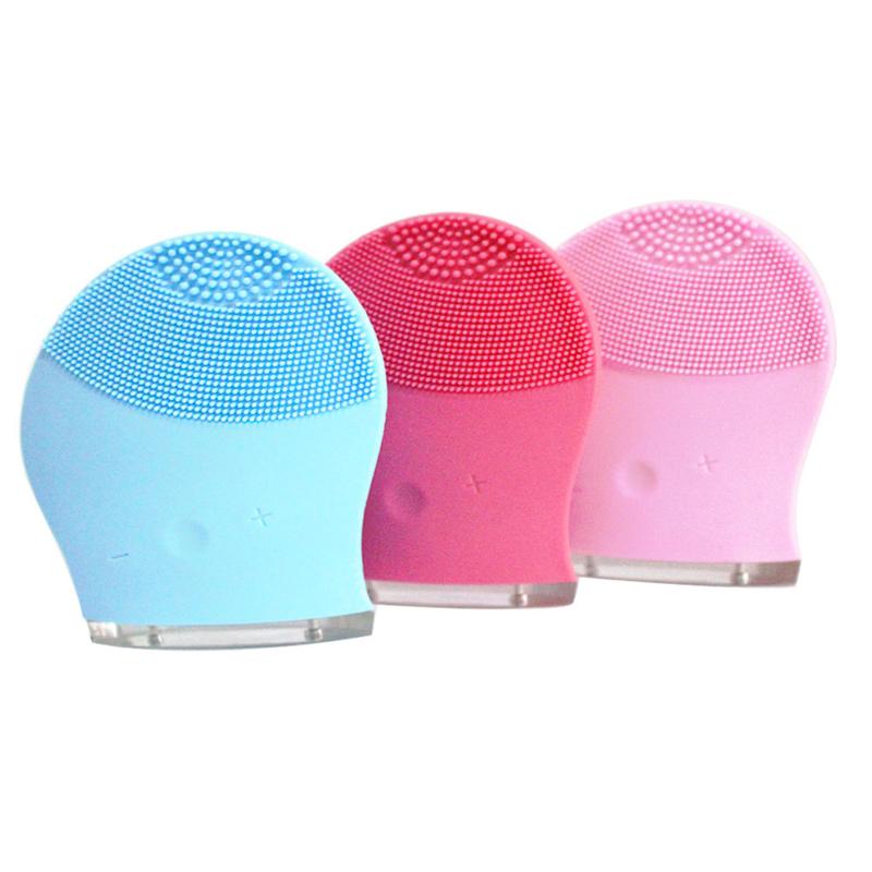 Máy Massage Mini Chống Nước Làm Sạch Da Mặt Công Cụ Silicon Rửa Mặt Bàn Chải Với Sonic Rung Cho Da Làm Sạch Lỗ Chân Lông