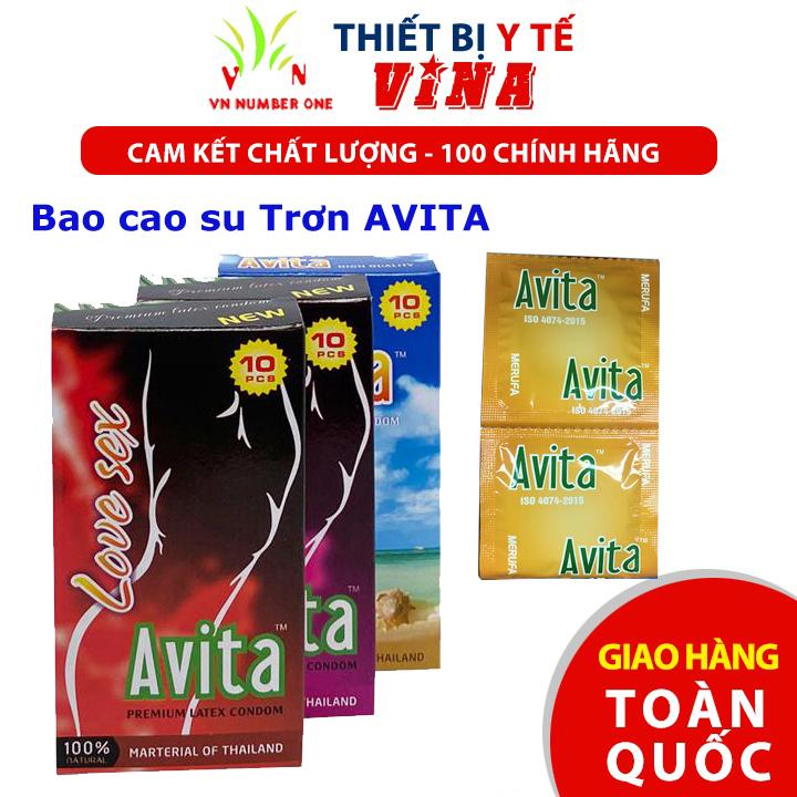 Bao cao su trơn AVITA, nguyên liệu nhập khẩu Hộp 10 Cái