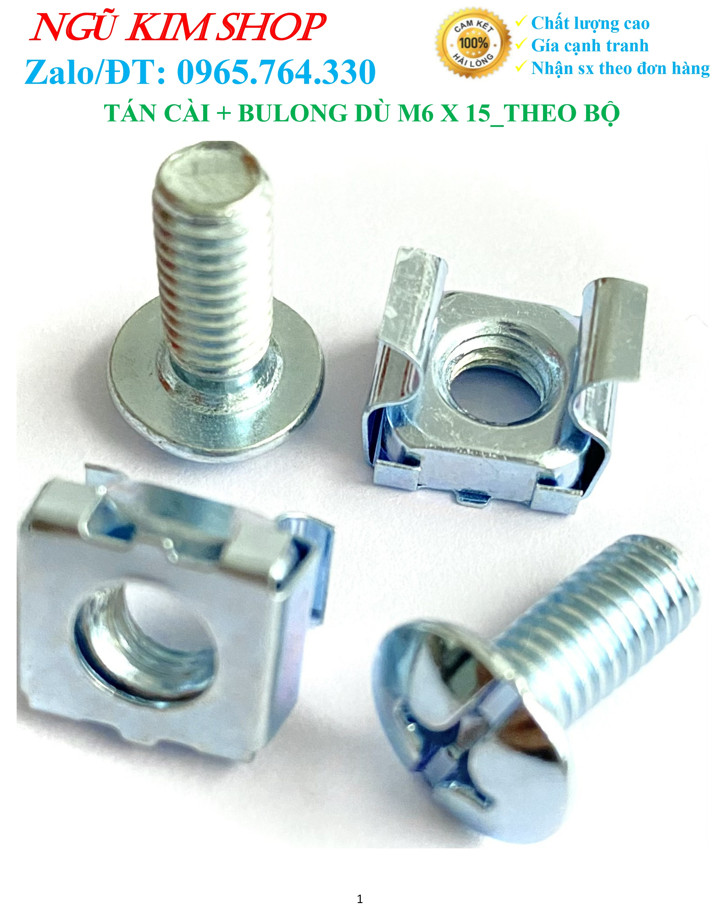 TÁN CÀI + BULONG DÙ M6 x 15 _ THEO BỘ