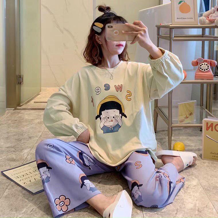Đồ bộ nữ dài tay, Đồ bộ thu đông dài tay, Đồ bộ mặc ở nhà cho nữ, Đồ bộ ngủ thun dành cho nữ BỘ SWEET CỰC HOT