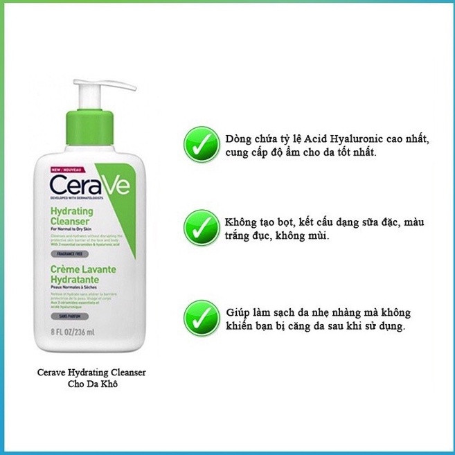 Sữa Rửa Mặt Dành Cho Da Thường Và Da Khô CeraVe Hydrating Cleanser 236ml