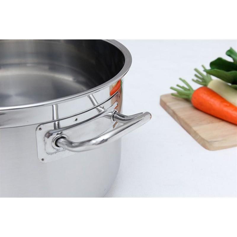 Nồi luộc gà FiveStar inox 430 nắp kính, tặng 2 muỗng canh (26cm / 28cm / 30cm / 32cm), 3 đáy dùng bếp từ, hồng ngoại,gas