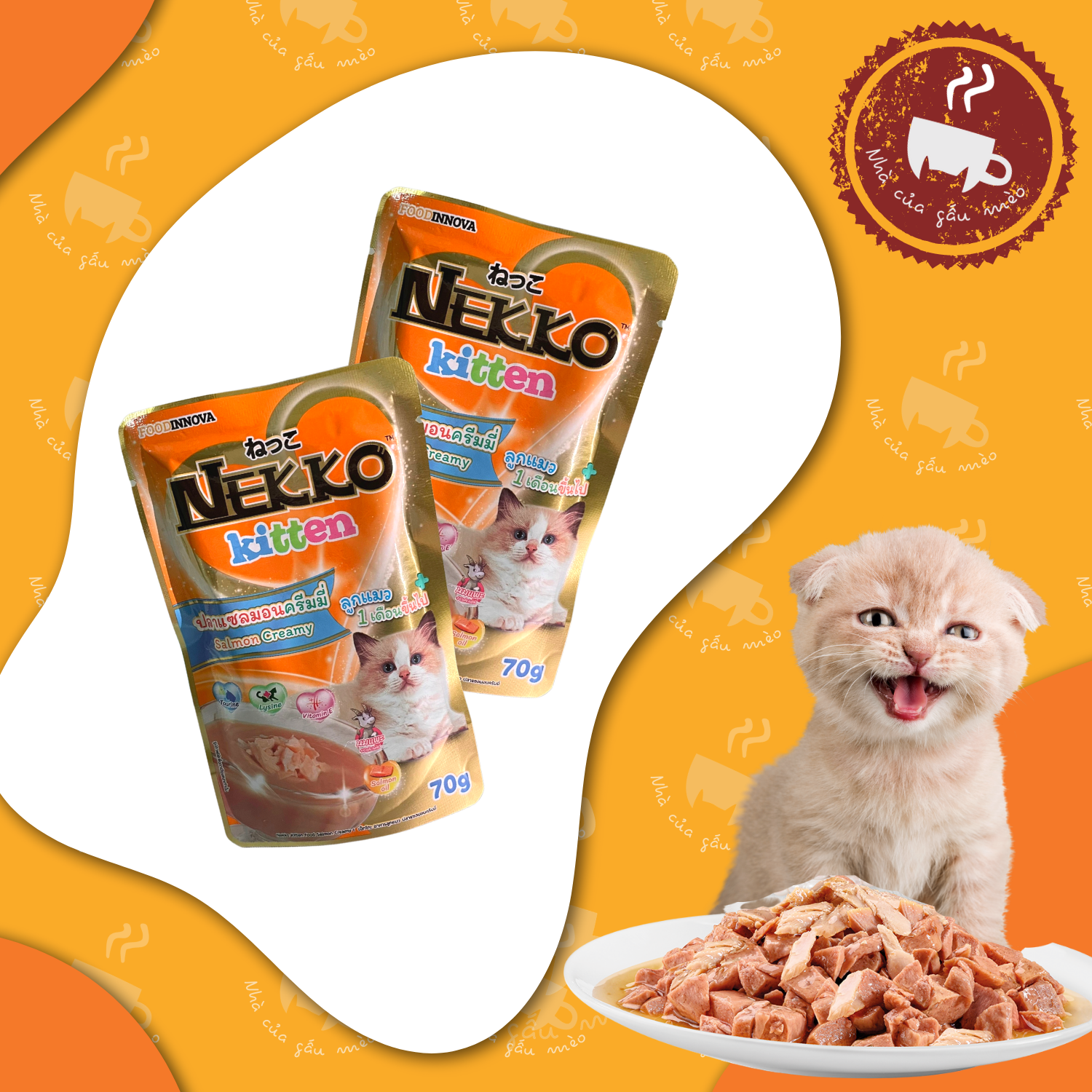 Pate NEKKO Kitten creamy cho mèo con - dành cho Mèo con từ 1-12 tháng tuổi 70g (vị mới)